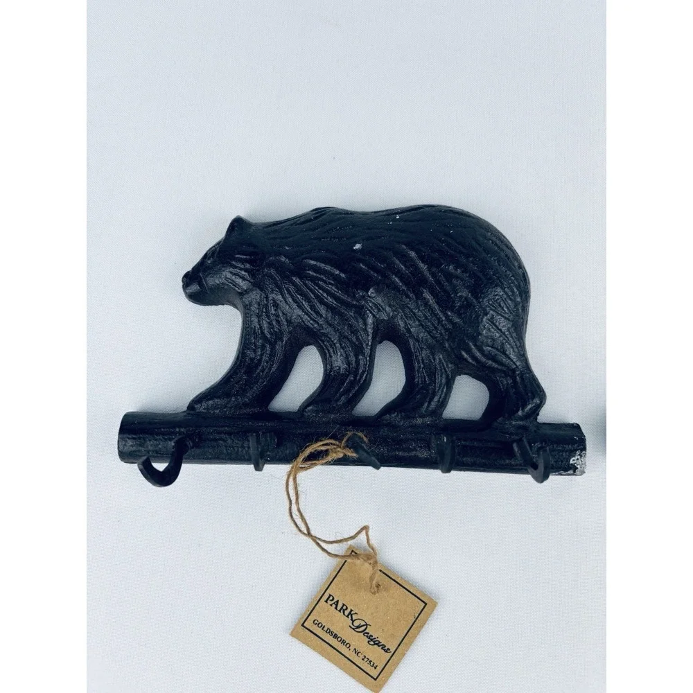 Lot Of 2 Cast Iron‎ Bear Coat  - Keys Hanger With 5 Hooks  - NWT - Read